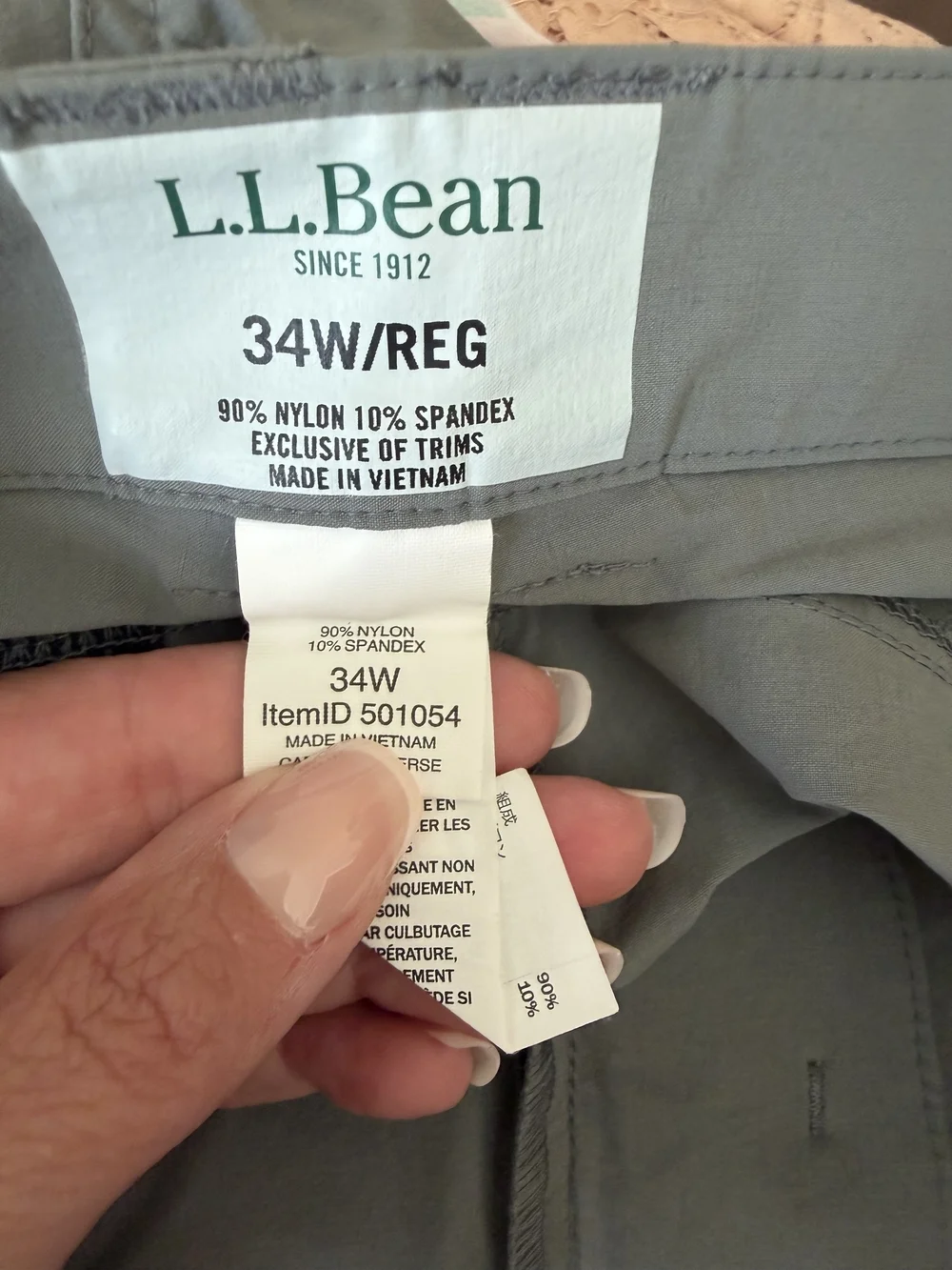 L.L.Bean Performance Shorts Mens 34 Gray Nylon Stretch Hiking Outdoor